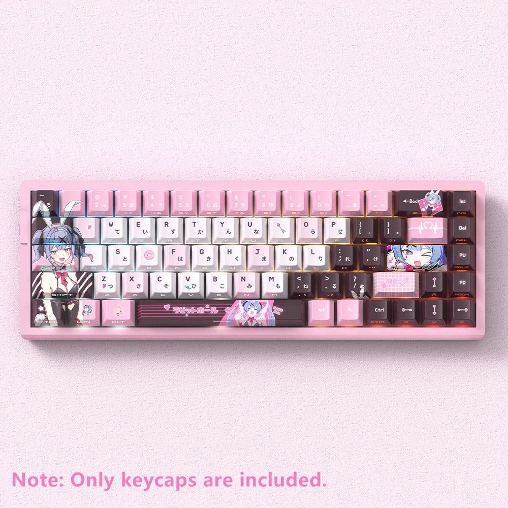 74/129 key is a combination of powder, white and brown colors. It has a Japanese anime style and is made of PBT material