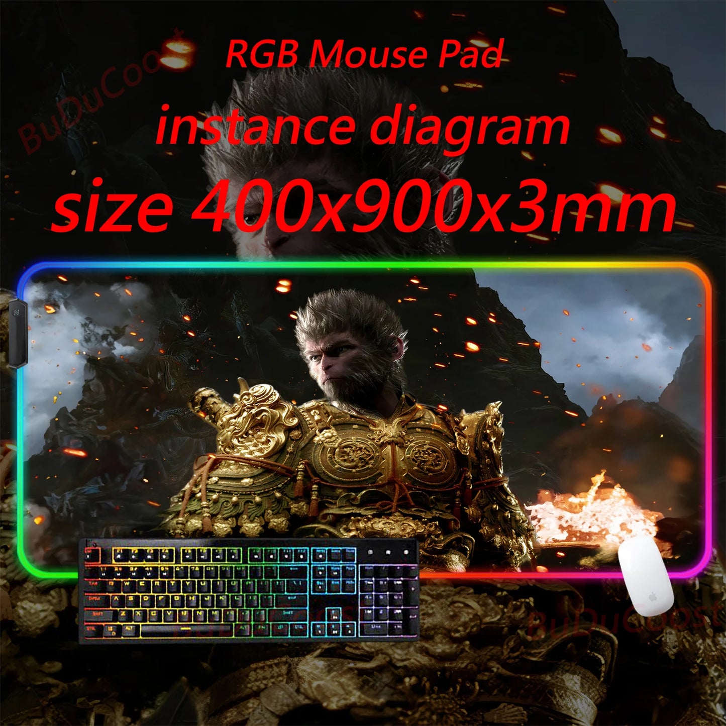 Black Myth  Wukong electronic sports PC Office HD Printing Desk Gaming RGB XXL Game Locking Edge Computer Luminescence Mouse Pad