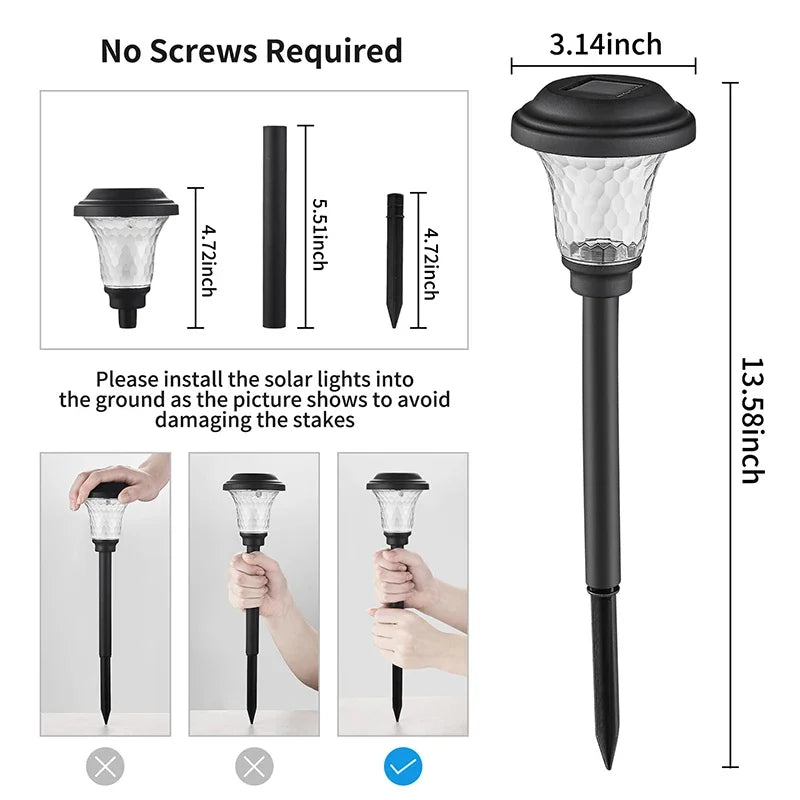 Solar Lawn Lights Outdoor Waterproof Garden Decor Light Ground Lamp Patio Balcony Garden Light LED Landscape Lamp for Yard Fence