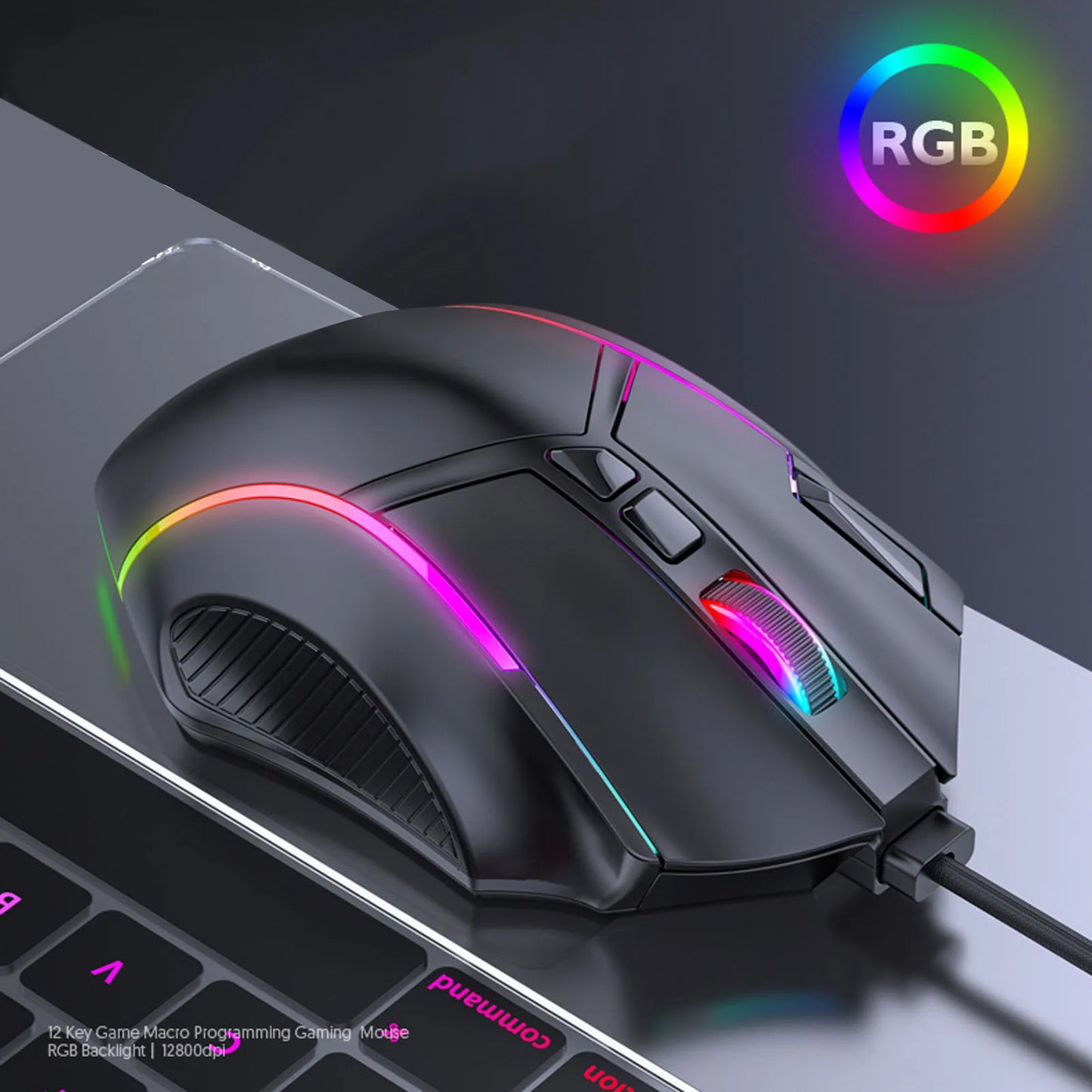Gaming Mouse RGB Wired 12800DPI 12 Keys Macro Definition Computer Replacement Accessories
