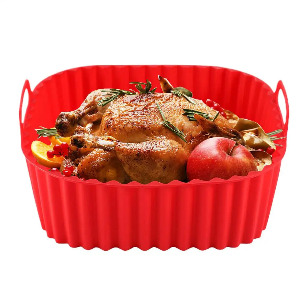 Silicone Air Fryer Liners Pot Square Airfryer Basket Plate Cooking Gadgets Reusable Non-stick Pizza Pan Oven Kitchen Accessories