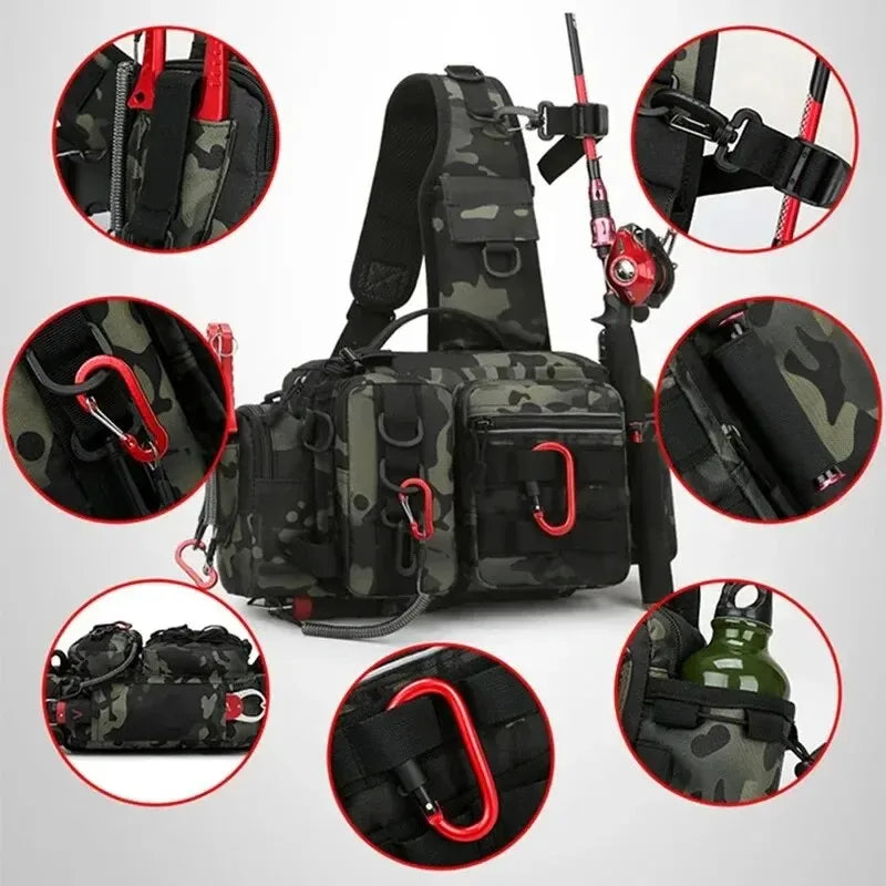 Lure Bag Waist Bag Single Shoulder Bag Crossbody Bag Fishing Rod Bag Bait Box Fishing Gear Bag New Large Capacity