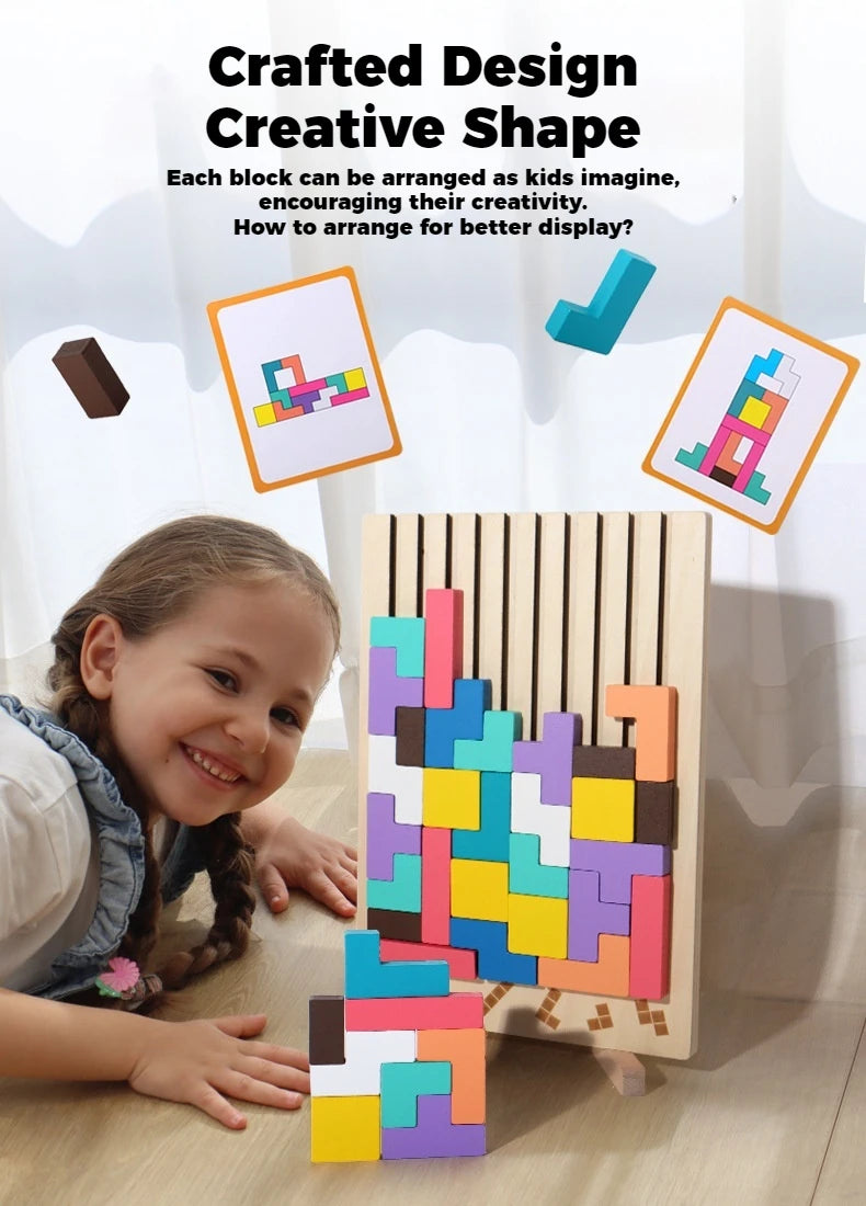 3D Wooden Puzzle, Building Blocks, Puzzle Game, Baby Logic Training Puzzle Toys, Parent-Child Interactive Games