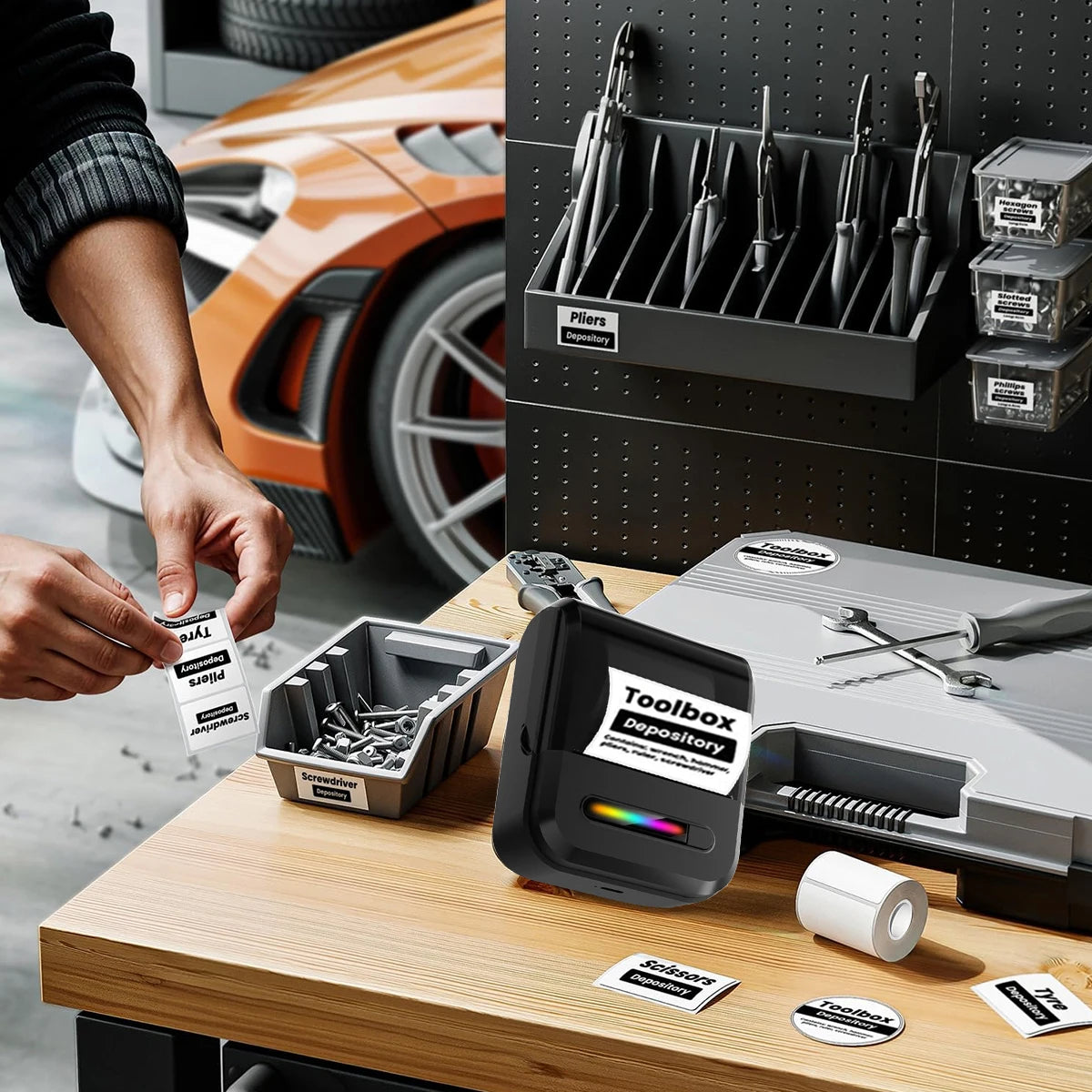 Mini portable thermal label printing machine - suitable for small businesses, offices, and homes, mobile wireless label barcode