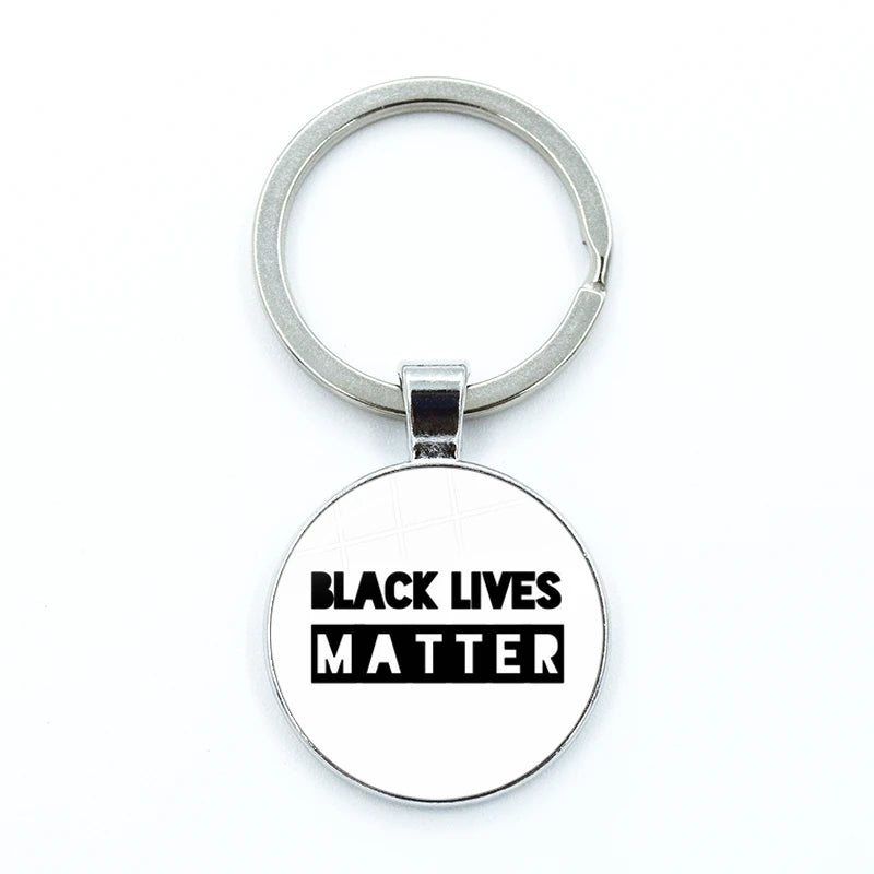 I CAN'T BREATHE George Floyd Keychain American Protest Black Lives Matter Glass KeyRing Bag Car Key Chain Holder Charms Jewelry