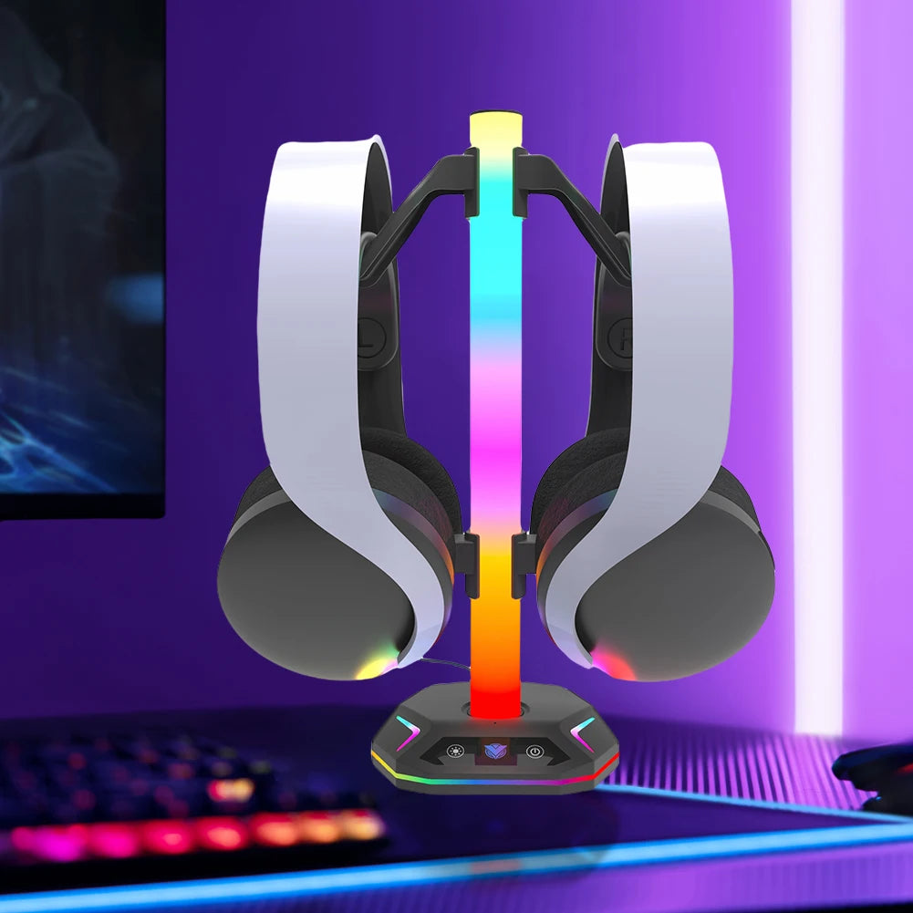 RGB Headphone Stand Controller Hook 9 Light Modes for Desk Controller Stand Hanger Desktop Display Holder Gaming Headset Holder