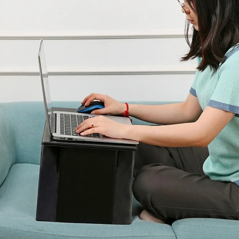 6-in-1 Function Foldable Laptop Stand Ultra-Thin Profile PU Leather Surface Computer Support Adjustable Portable Laptop Desk
