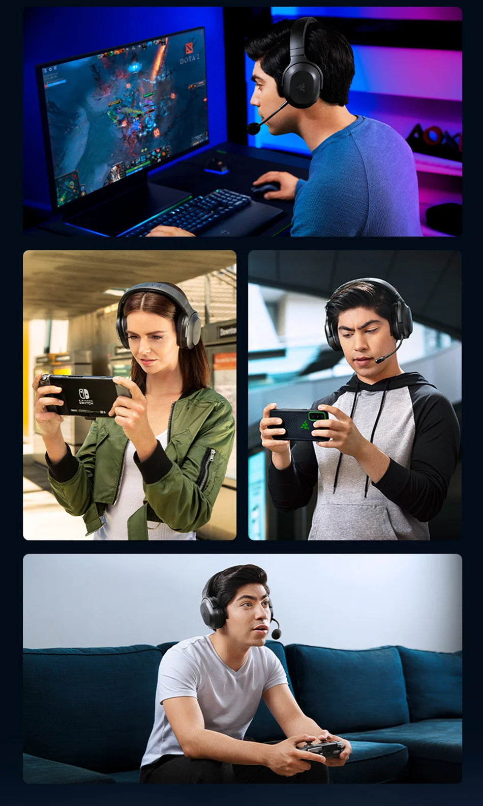 Razer Barracuda X Wireless Bluetooth Gaming Headset, Multi-Platform, USB-C Microphone Connection, PC Gamer Headphone