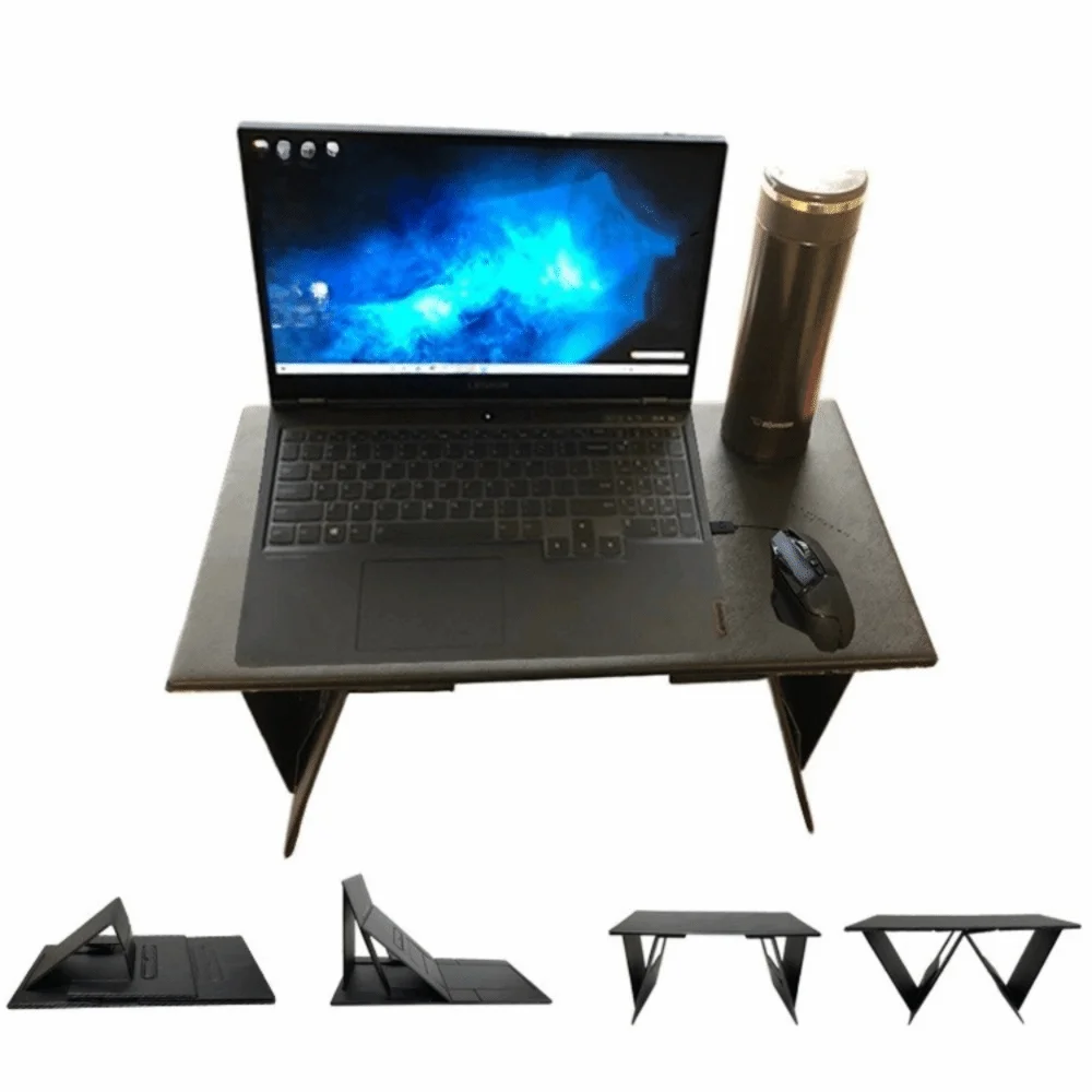 6-in-1 Function Foldable Laptop Stand Ultra-Thin Profile PU Leather Surface Computer Support Adjustable Portable Laptop Desk