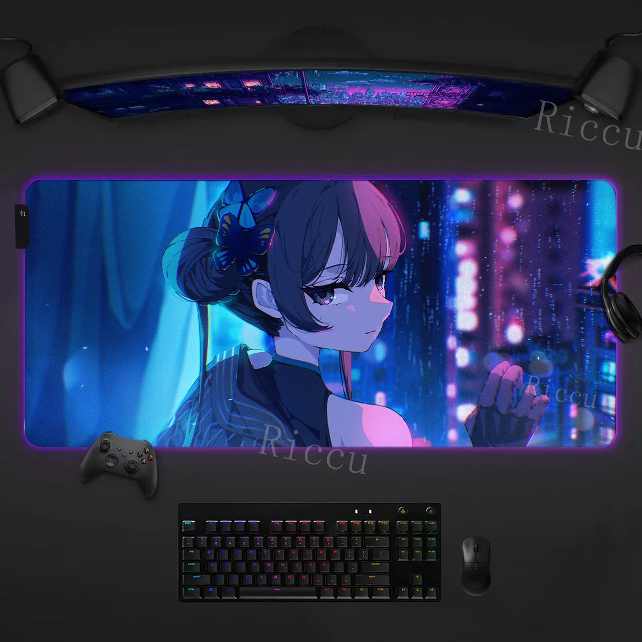 RGB HD Ryuuge Kisaki Blue Archive Game Mousepad Large Keyboard Desk Mat Gaming Mouse Pad LockEdge Edge PC Computer Mat E-Sports