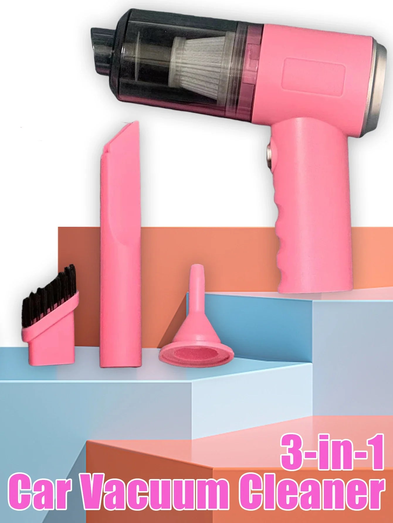 Mini pink vacuum cleaner, USB charging, strong suction power, portable, mini and powerful household appliance air cleaner