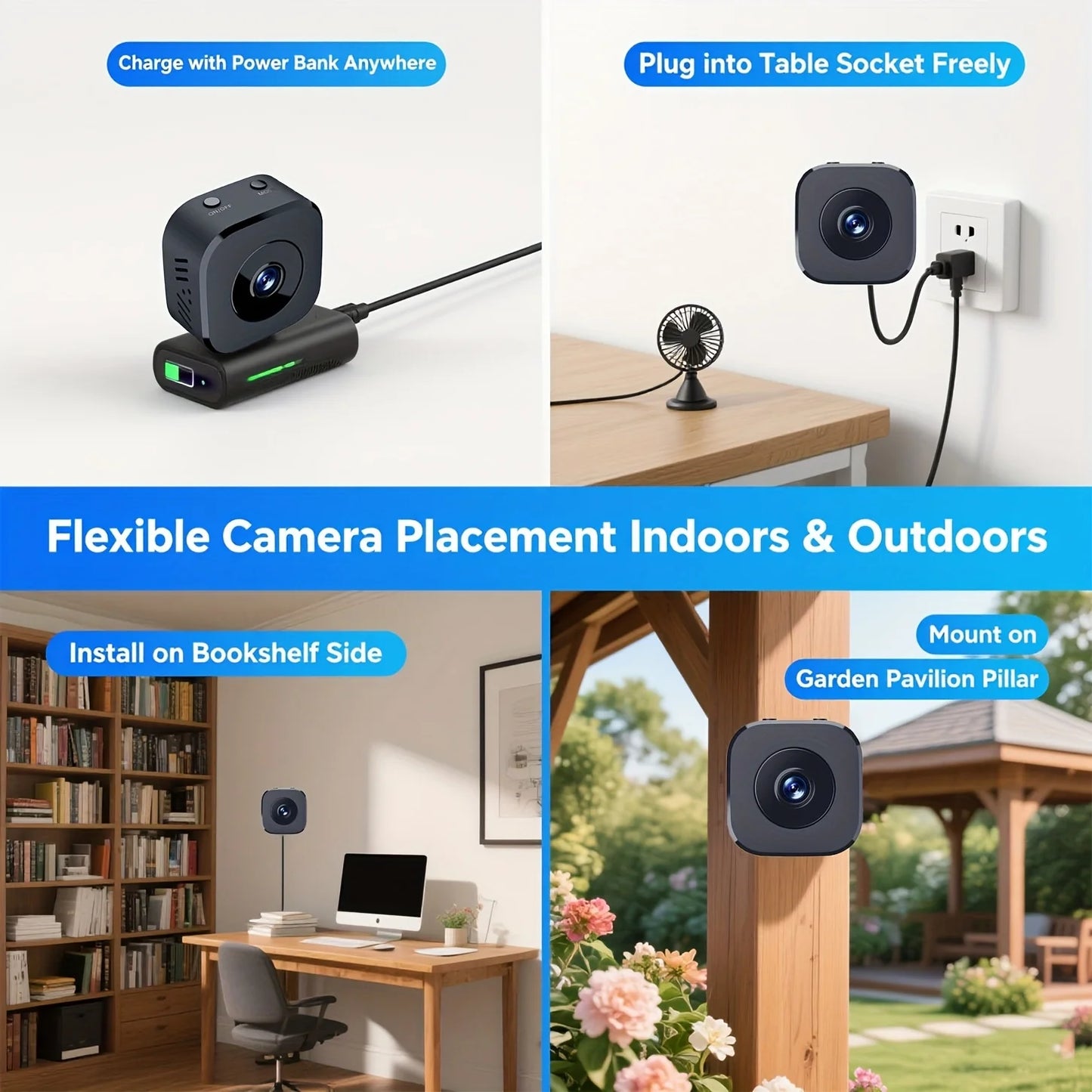 Security Camera 4K Mini Full Color Night Vision High Definition WiFi Monitor Waterproof Motion Detect Surveillance Smart Home