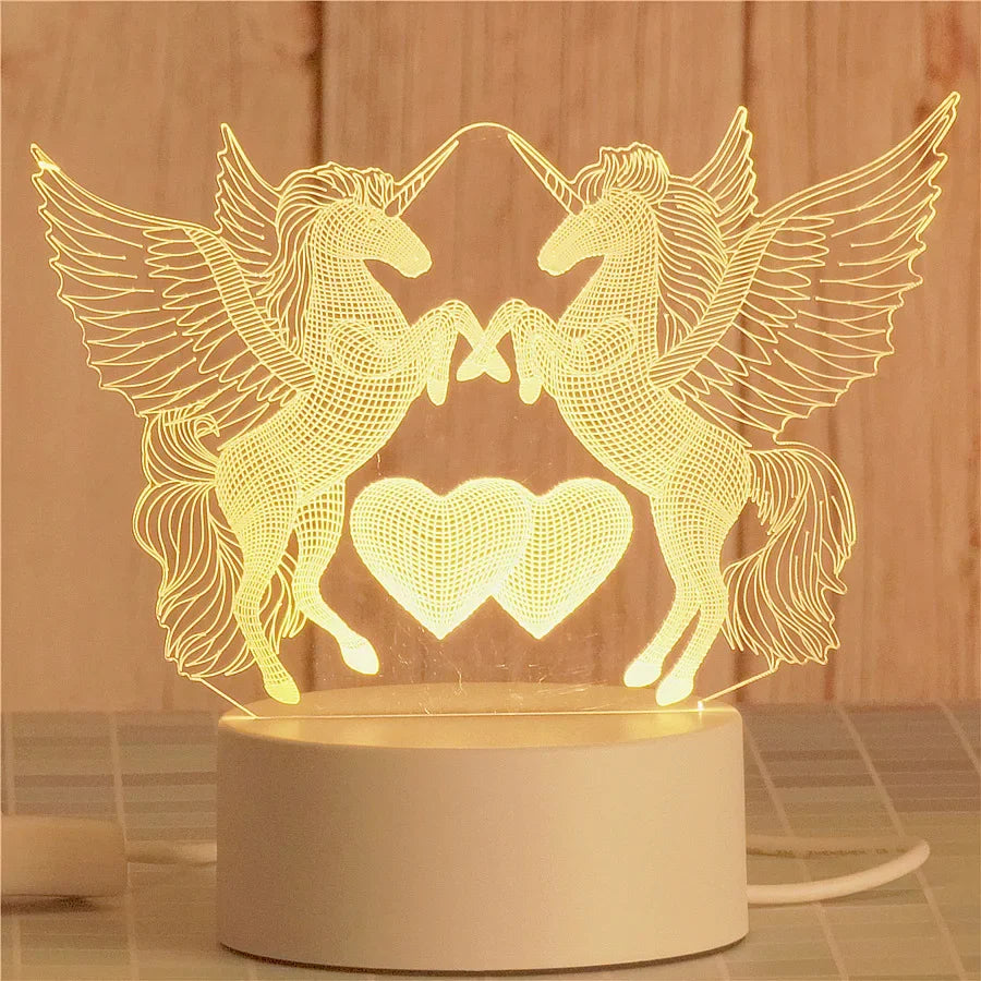 Romantic Love 3D Acrylic Neon Sign Led Lamp for Home Children's Night Lights Table Lamp Birthday Valentine's Day Bedside Lamp