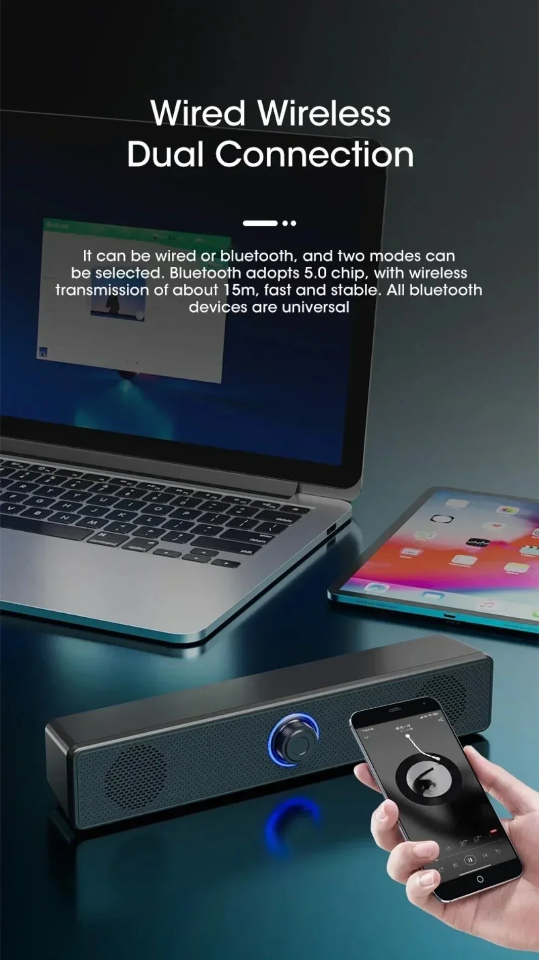 3D Surround Soundbar Speaker System - Subwoofer Stereo Music Box, Multi-functional for Computer and TV, Immersive Speaker