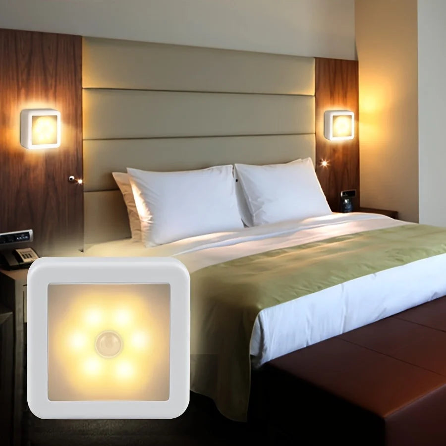A Motion Controlled Human Body Sensor LED Night Light Smart Battery Operated WC Bedside Lamp For Room Hallway Pathway Home Light