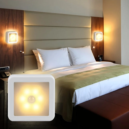 A Motion Controlled Human Body Sensor LED Night Light Smart Battery Operated WC Bedside Lamp For Room Hallway Pathway Home Light