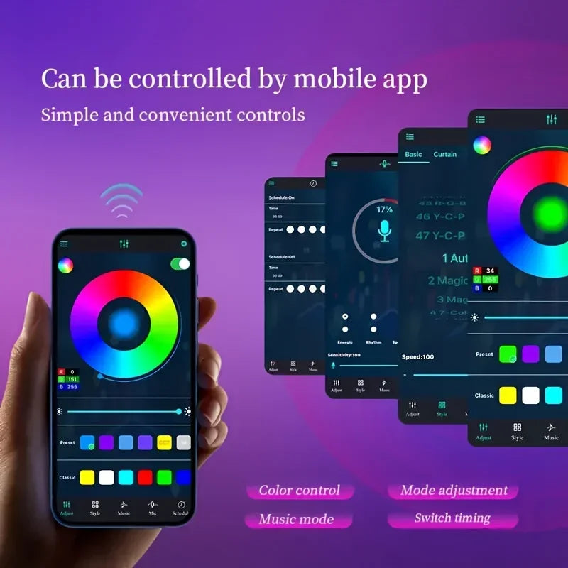 5V USB RGBIC Neon LED Strip Lights with Bluetooth APP Control Music Sync Waterproof Flexible Tape for Gaming Room Party Decor