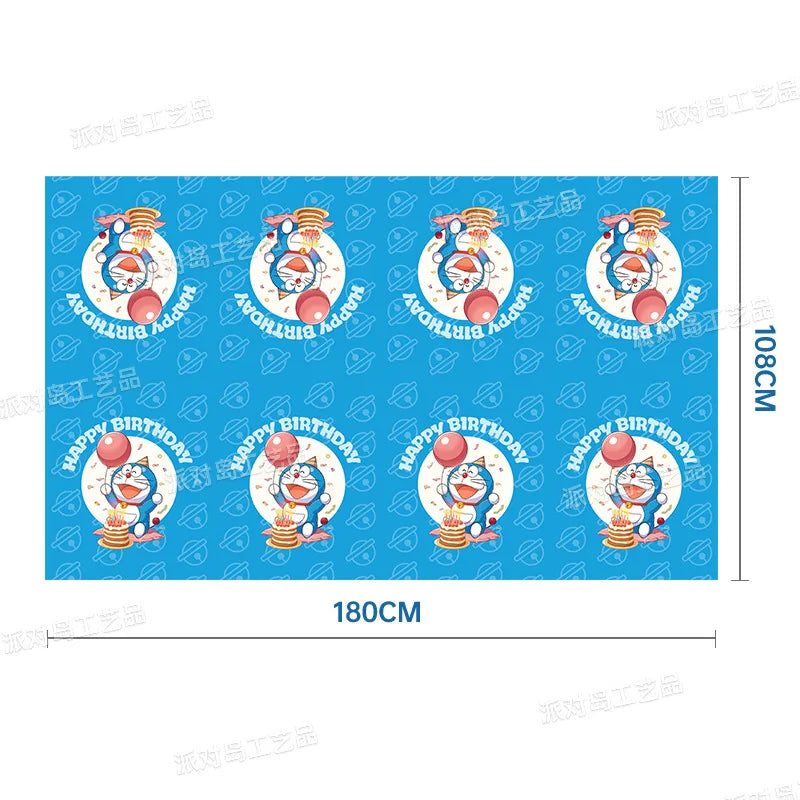 Cute Doraemon series Birthday Party dinnerware Disposable Banner Cake Topper Hanging Flag Doraemon Balloons Birthday Decoration
