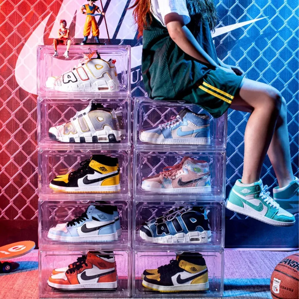 Thickened Transparent Storage Box Acrylic Shoe Box with Magnetic Flip Cover Dustproof Storage Box Multi-Layer Stackable Shoe Box