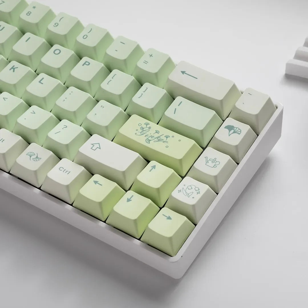 127 Keys Ginkgo Mechanical Keyboard Keycap PBT Thermal Sublimation Cherry Profile DIY Custom Gaming Gamer Keyboard Accessories
