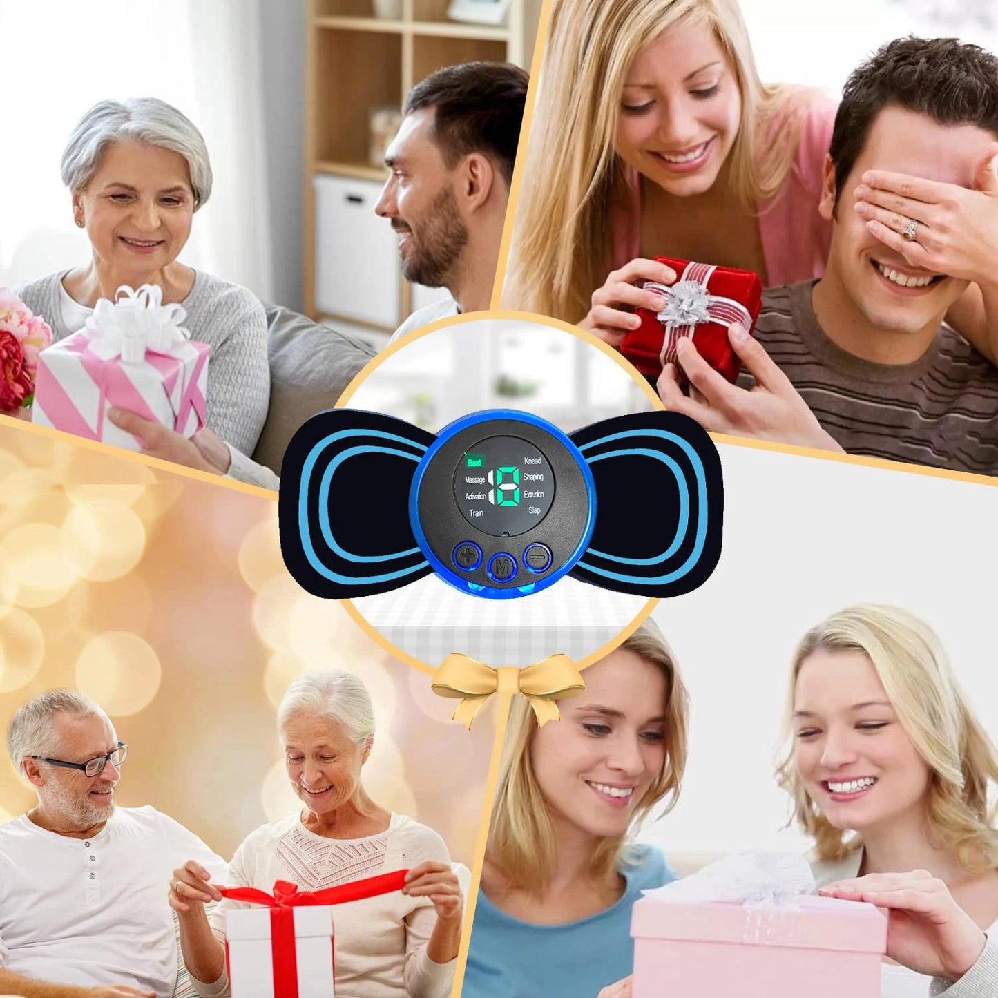 Portable Neck Massager with Remote Control 8 Modes Rechargeable Low Frequency Pulse Massager For Muscle Relaxation Relief Pain