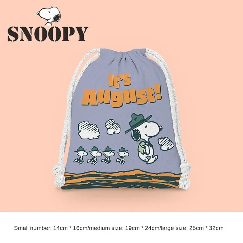 Snoopy Drawstring Bag Reusable Cotton Fabric Storage Bag Cartoon Toiletries Bag Jewelry Bag Candy Bag Gift Bag Party Decoration
