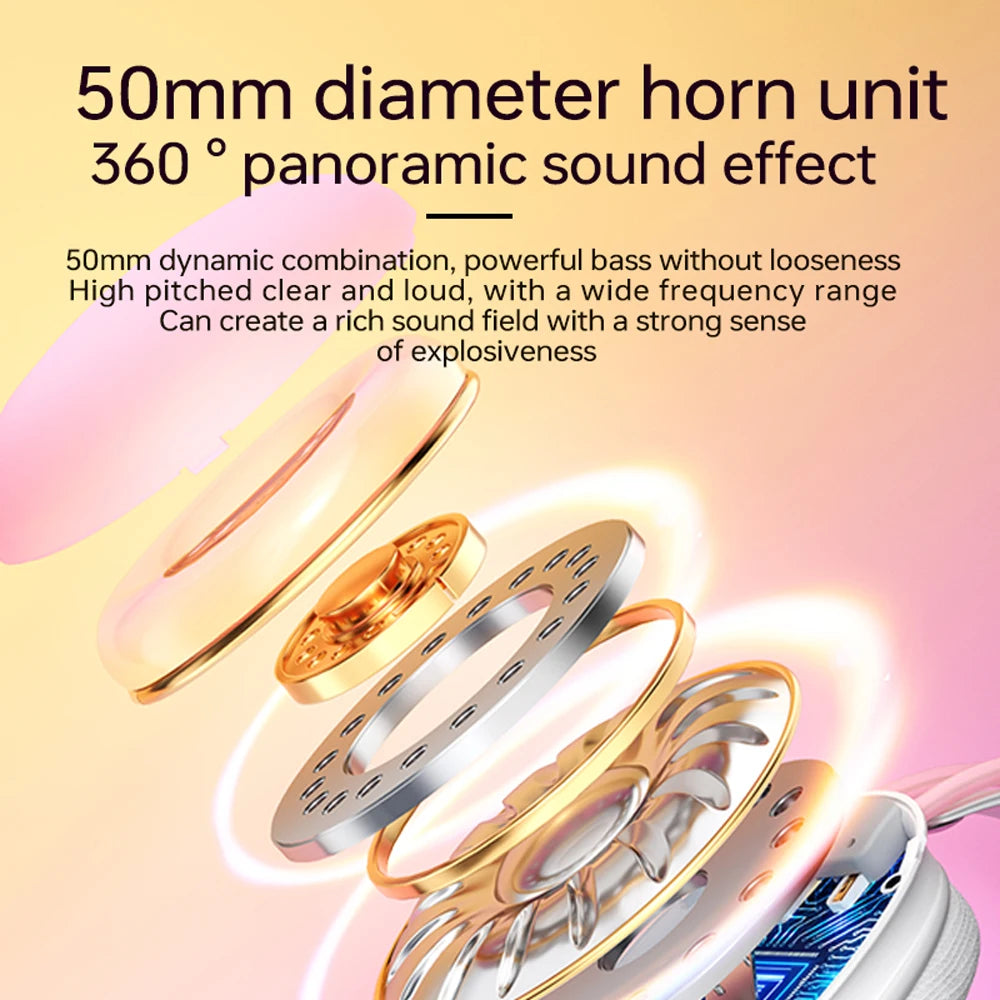 Haomuren RGB Gaming Headset for PC Laptop PS4 PS5 Wired Over-Ear Headphones with Mic, Surround Sound & Full LED Lighting