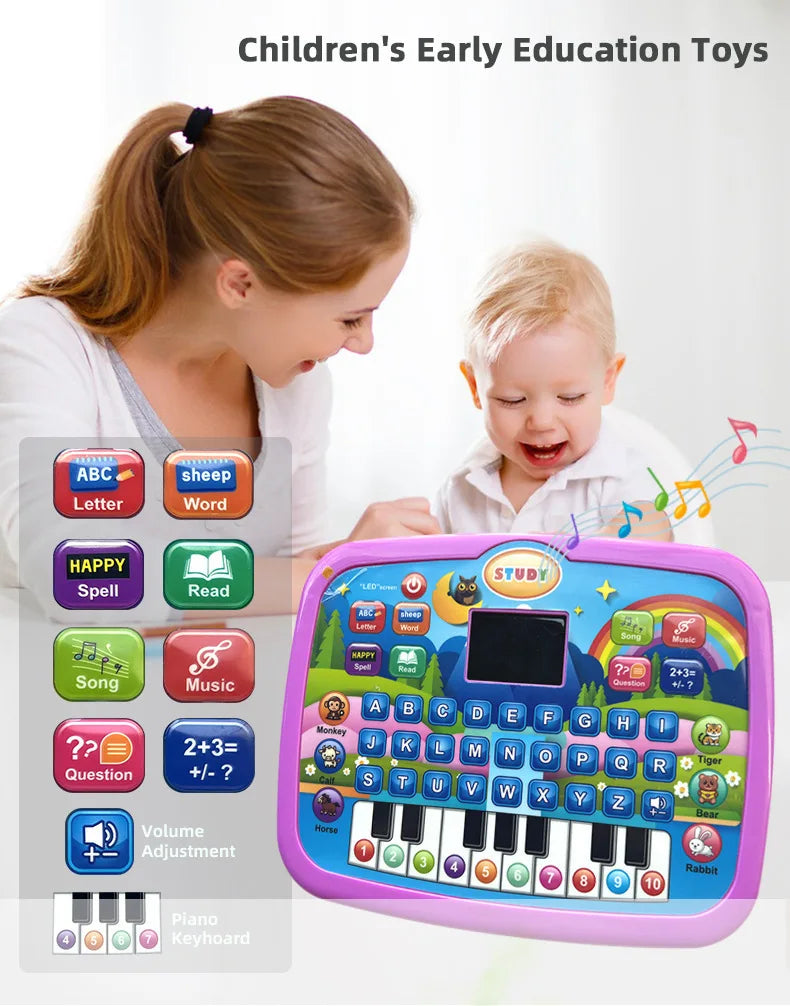 Kids’ Education Tablet Toy, Age 3+ Literacy Math Music Learning, Doubles as Electronic Keyboard, Birthday Christmas Gift