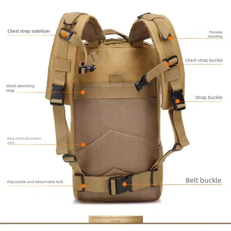Outdoor hiking backpack, wilderness exploration backpack, camping backpack, climbing tool backpack, mountain climbing travel bac