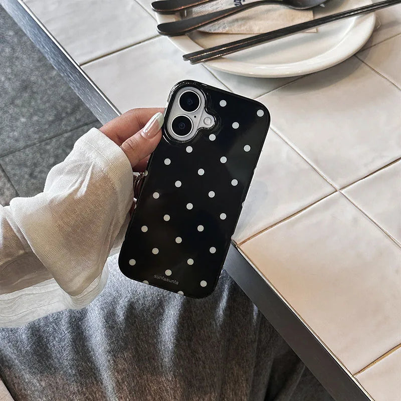 Polka-dot Mobile Phone Case Suitable For Iphone17/16/pro/promax Fashion Mobile Phone Decoration Ins Style Mobile Phone Case