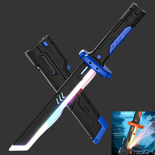 Sparkling Lightsaber Colorful Glowing Sword Toys Laser Sword Lightsaber Red And Blue Saber Telescopic Cosplay Cool Flashing Toy