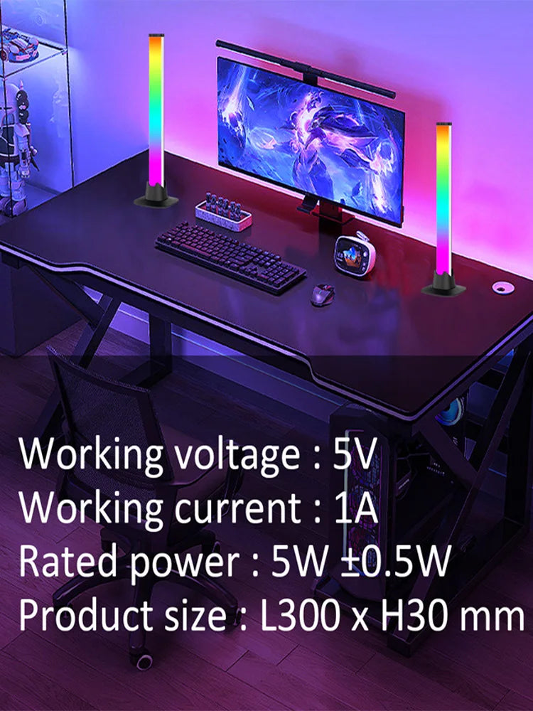 RGB Gaming Desktop Background Light Bar Computer Atmosphere Decoration Lighting Night Eye Protection Reading Lamp uLamp APP