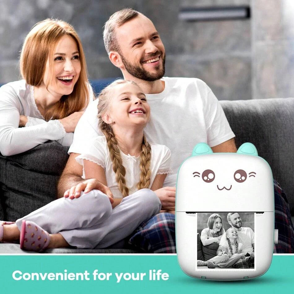 Mini Bluetooth Thermal Printer 200dpi for Labels, Photos, and Memo Printing - Portable with USB Cable