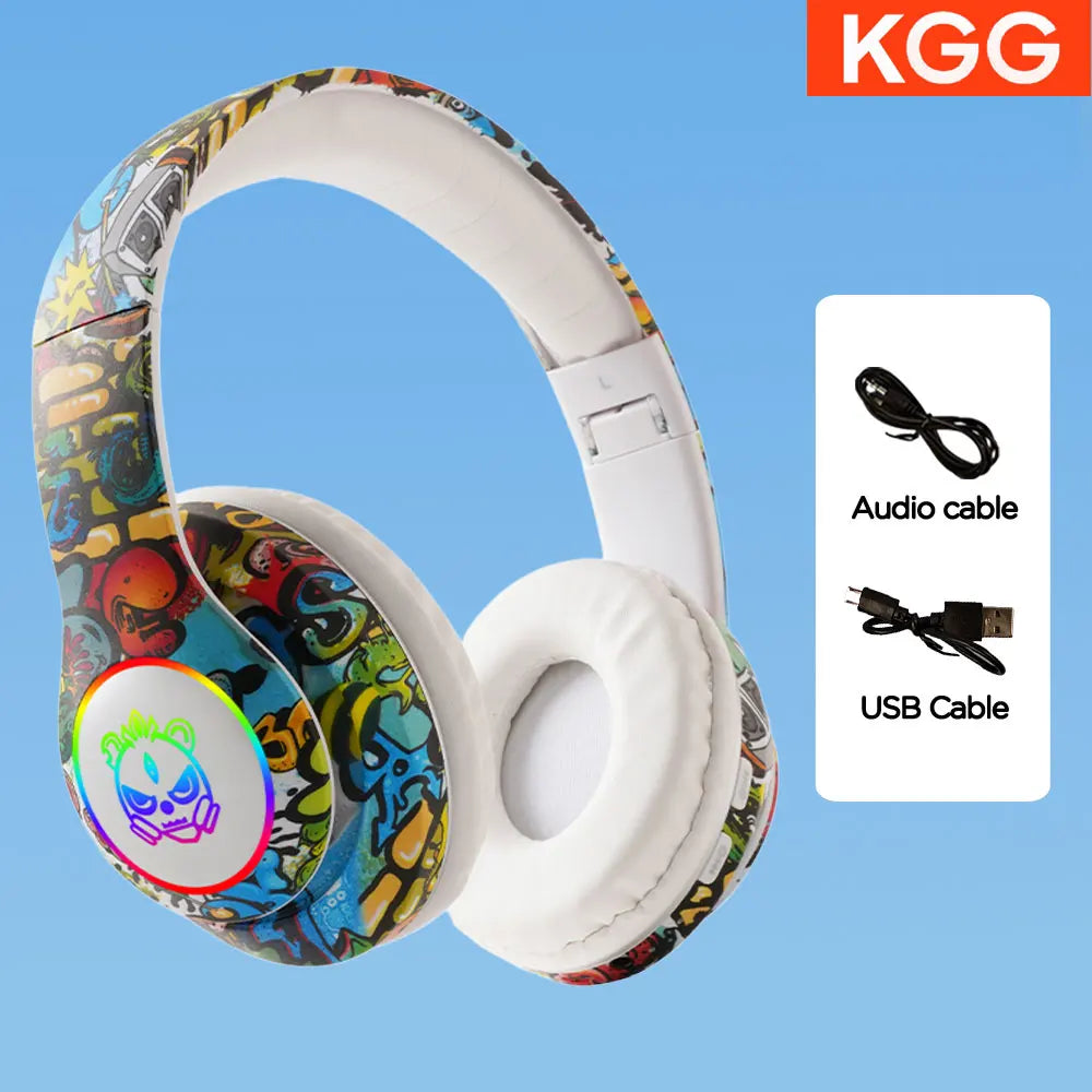 Cat Ears Headphones Flash Light Wireless With MIC Control LED Kid Girl Stereo Cute Music Helmet Bluetooth Phone Headset Earphone