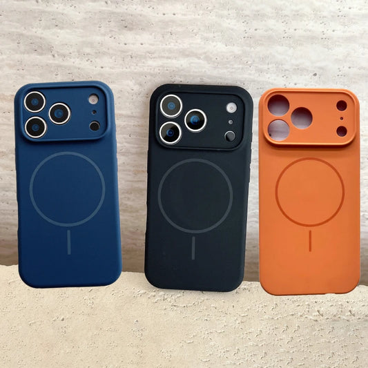 For Magsafe Magnetic Wireless Charging Solid Color Silicone Phone Case For iPhone 17 Pro Max/17/17 Pro Air Bumper Back Cover