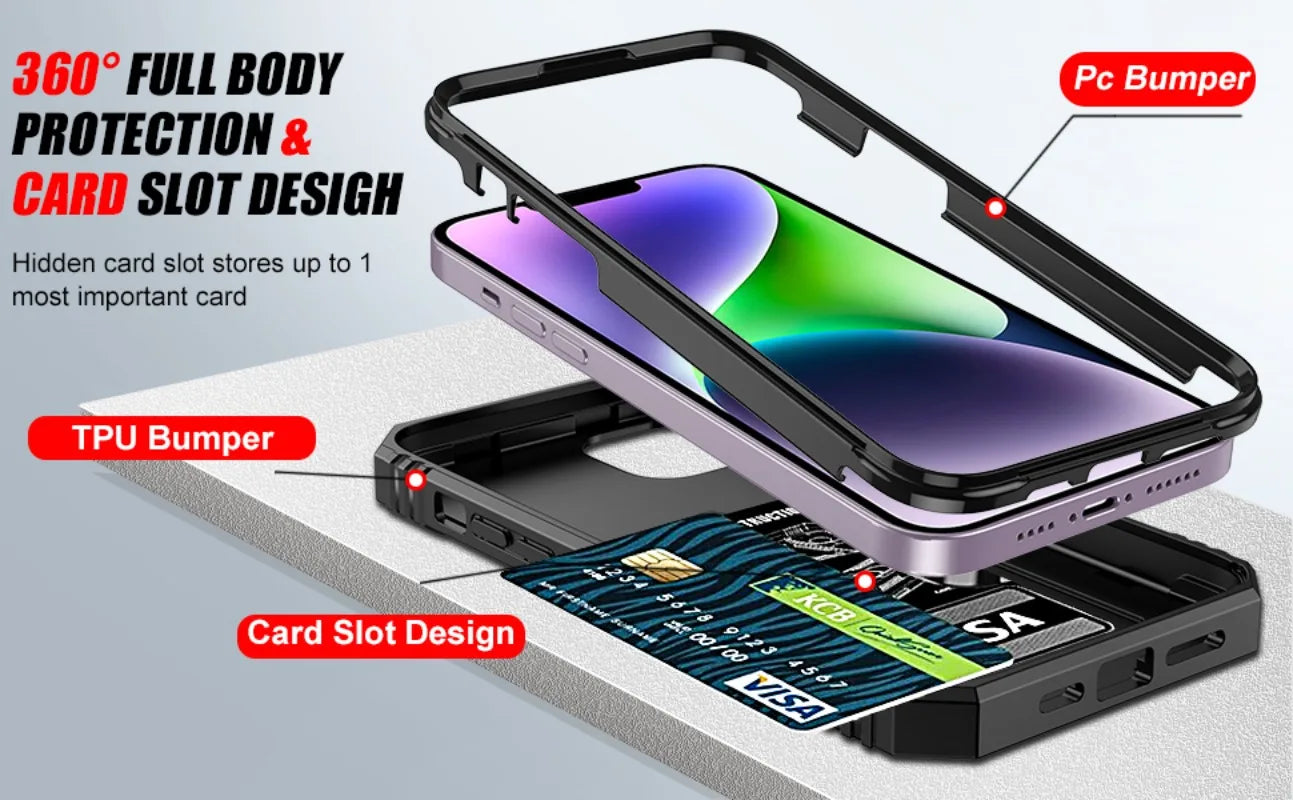 Case For iPhone 17 Pro Max 16 15 14 13 Pro Max 16E Heavy Duty With Camera 360 Degree Kickstand Cover Capa Fundas