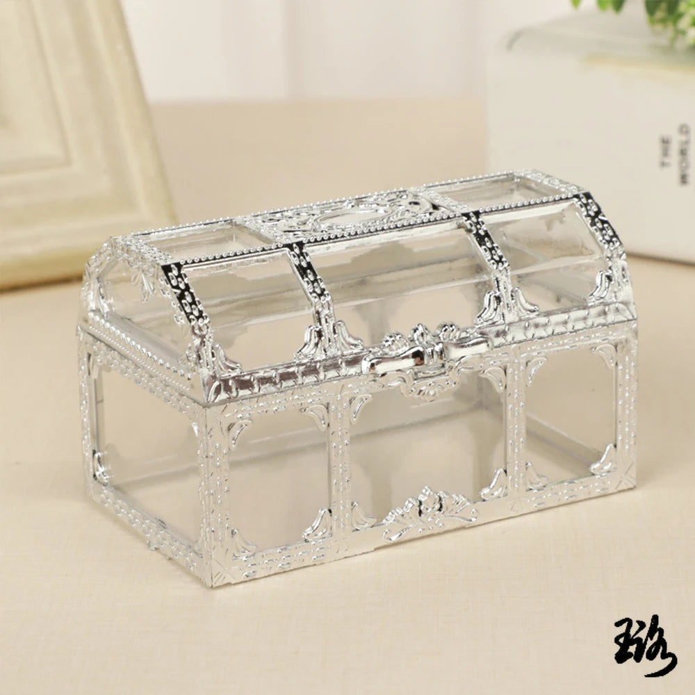 Vintage Treasure Chest Storage Box Transparent Pirate Candy Jewelry Display Box for Wedding Party Birthday