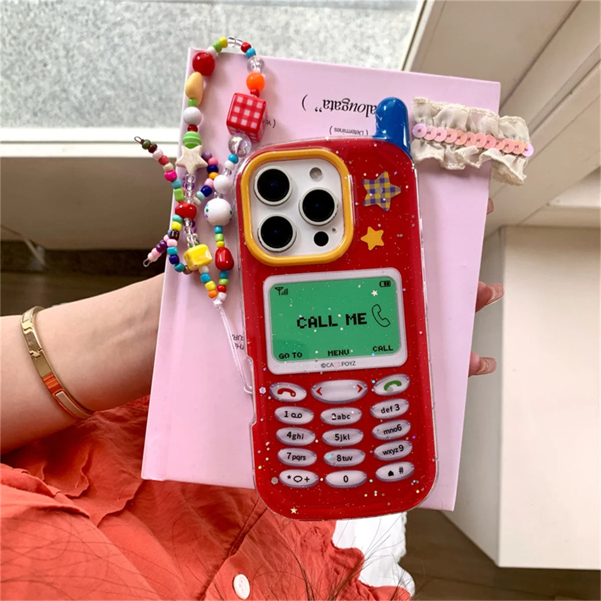 Funny 3D Mobile Phone Case For iPhone 16 Pro 15 14 13 Pro Max Protective Cover Fashion Cute Cases with Chain Funda