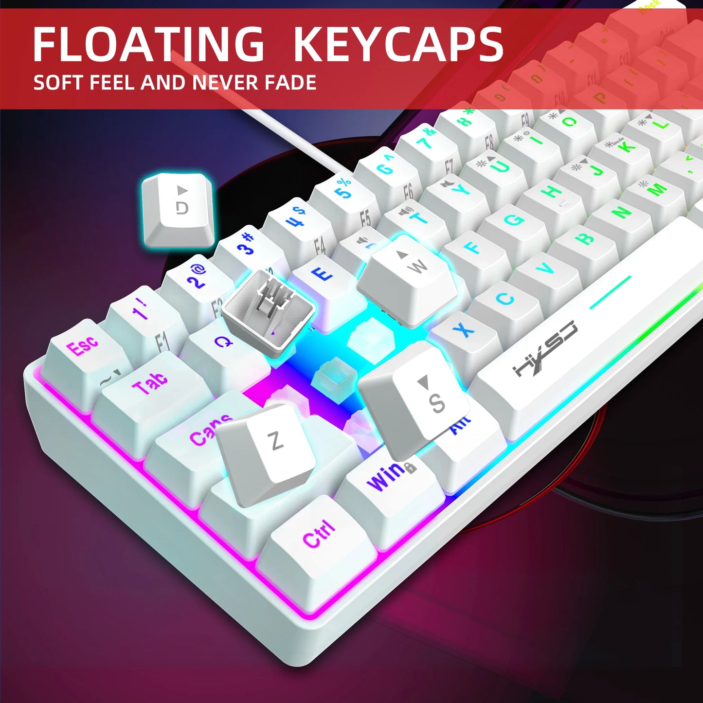 Hot sale 60% mini portable gaming keyboard and mouse combos wired keyboard ergonomic RGB backlit wireless mouse for laptop game