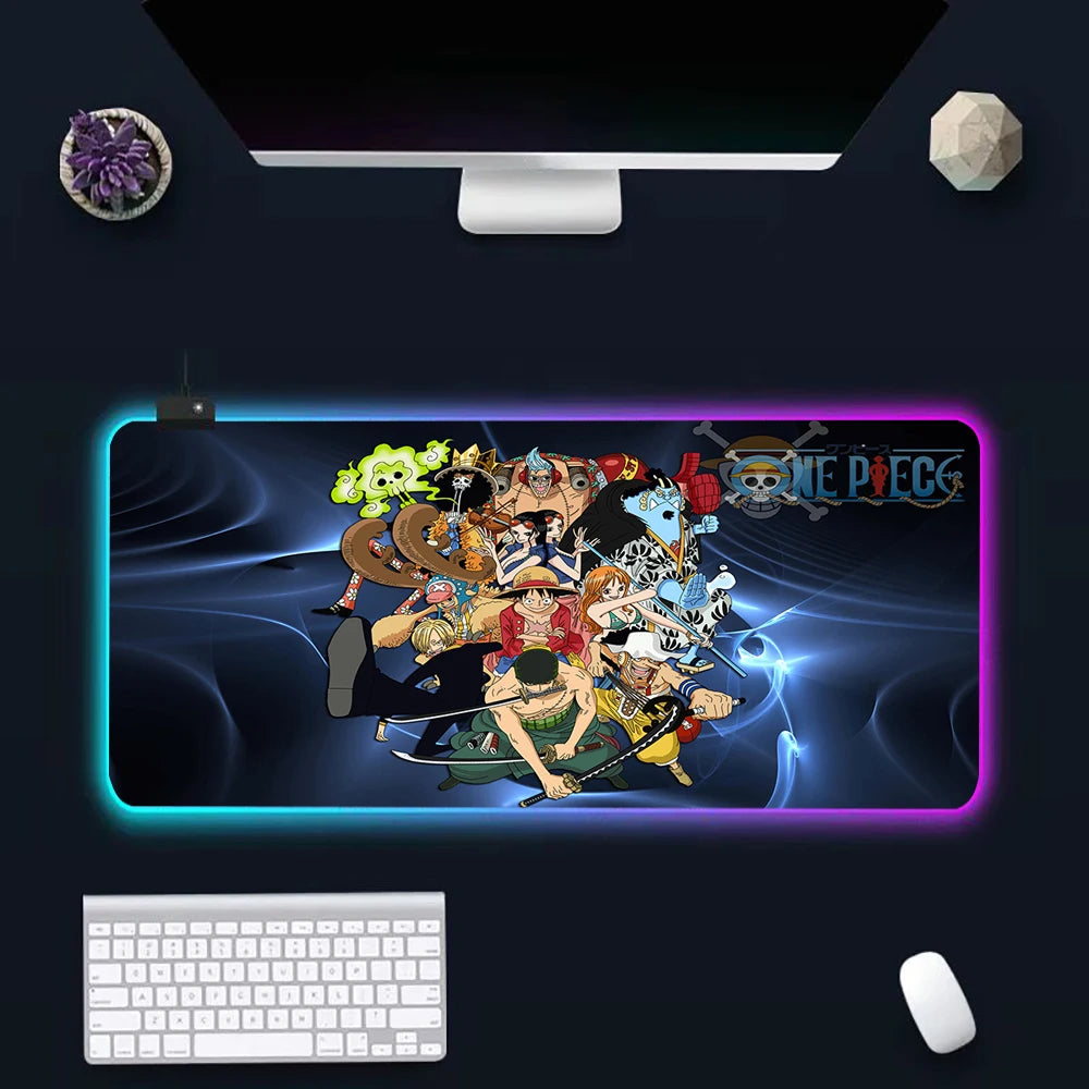 O-One-pieces RGB Pc Gamer Keyboard Mouse Pad Mousepad LED Glowing Mouse Mats Rubber Gaming Computer Mausepad