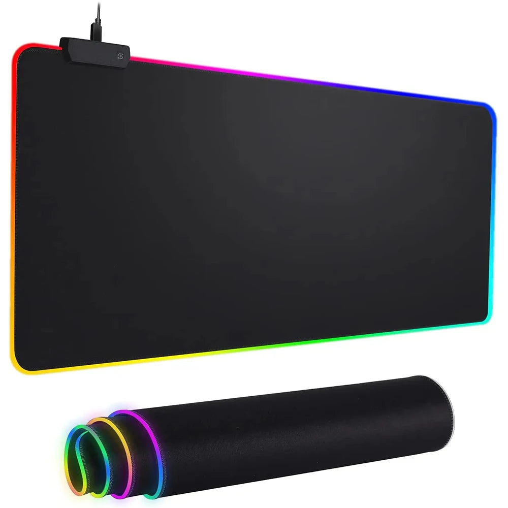 O-One-pieces RGB Pc Gamer Keyboard Mouse Pad Mousepad LED Glowing Mouse Mats Rubber Gaming Computer Mausepad