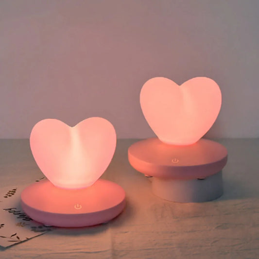 Love Heart LED Touch Table Lamp USB Rechargeable Romantic Night Light for Kids Bedroom Bedside