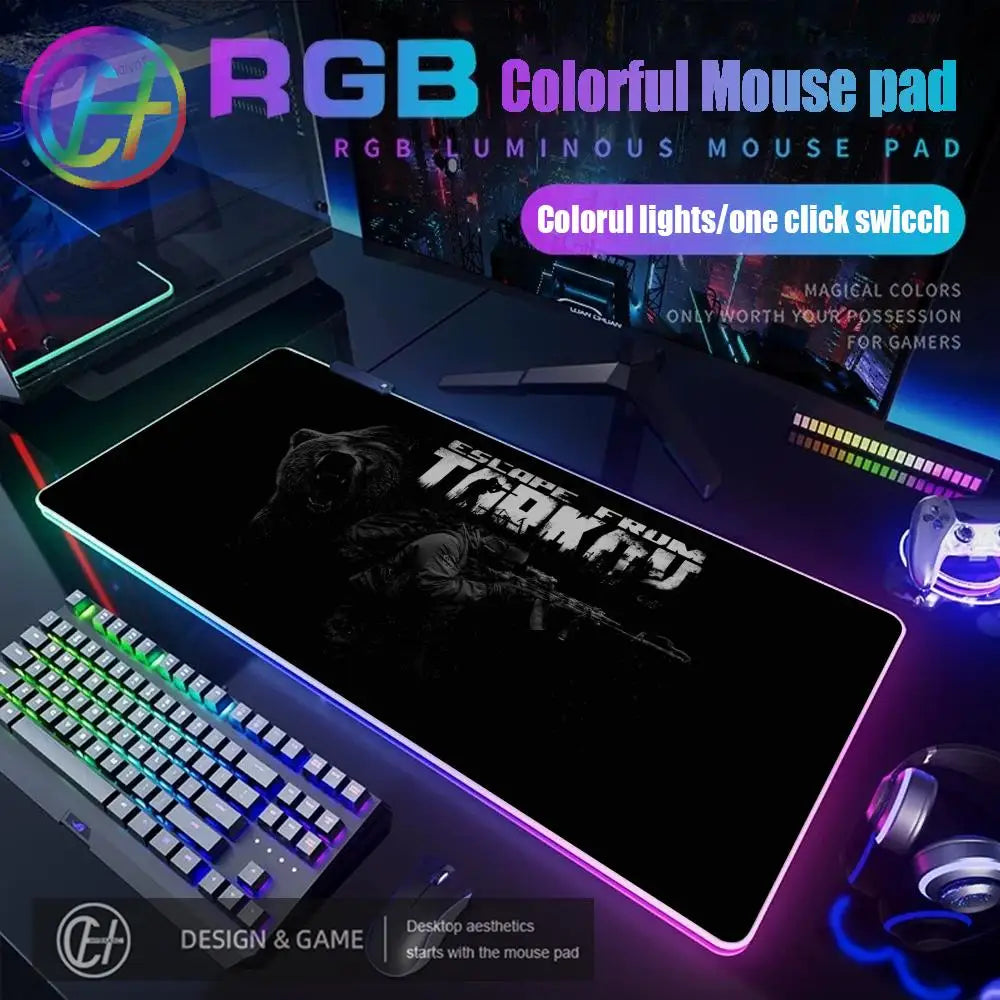 Escape From Tarkov RGB Mouse Pad Computer Gaming Accessories Large Mouse Deskmats MousePads Office Anti-slip Soft Laptop Carpet