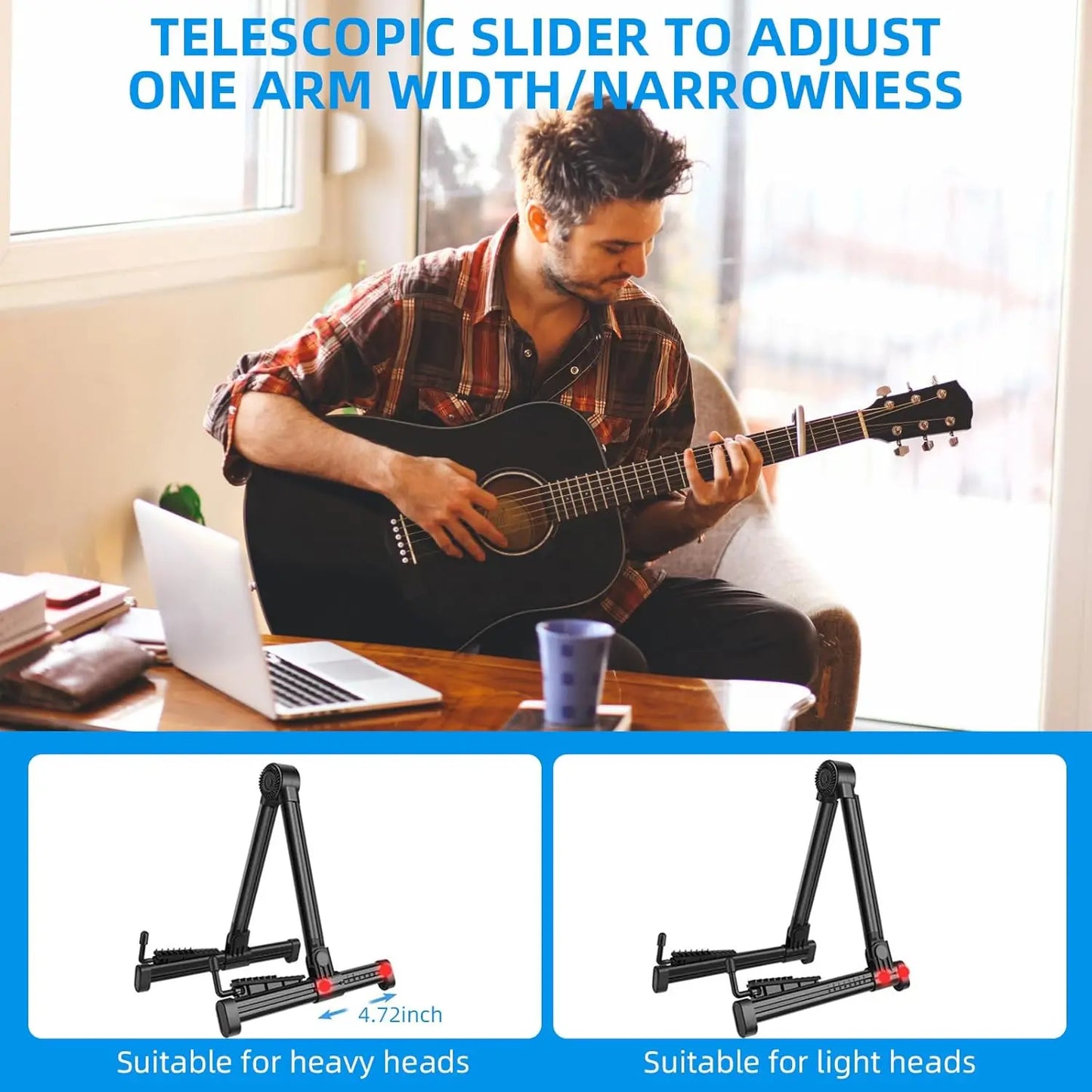 1 Foldable Guitar Stand, Suitable for Acoustic Guitars, Electric Guitars, and Basses, Lightweight and Easy to Use, Home Floor Stand