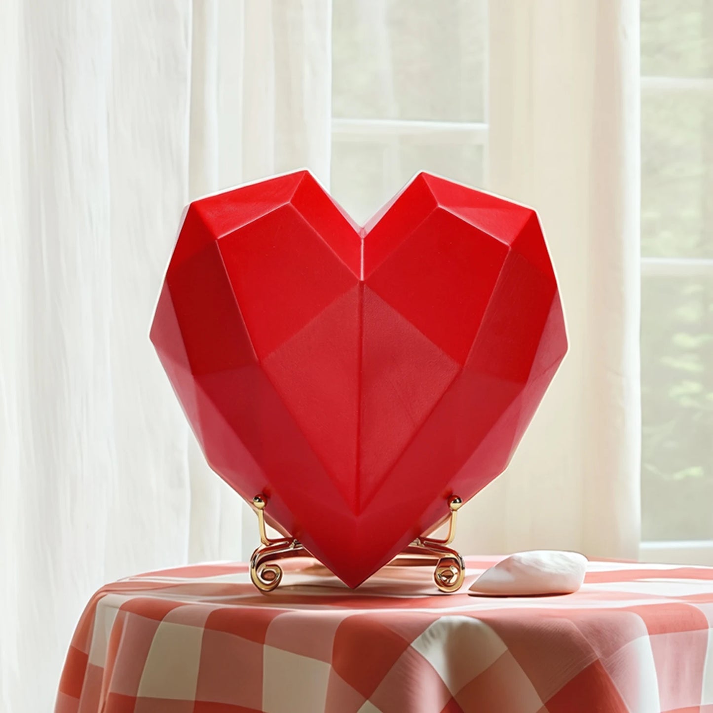 Heart Decor Love Statue Pink and Red Heart Sculpture Couple Wall Decorations Resin Wedding Entrance Table Decor Home Decorations