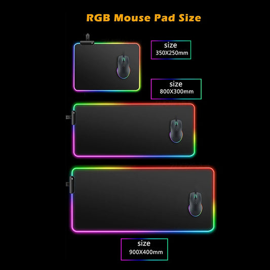 RGB Large Gaming Mouse Pad Kuromi Anime PC Computer Gamer Desk Mat Backlight XXL Kawaii Edge White Laptop LED Mousepad Backlight