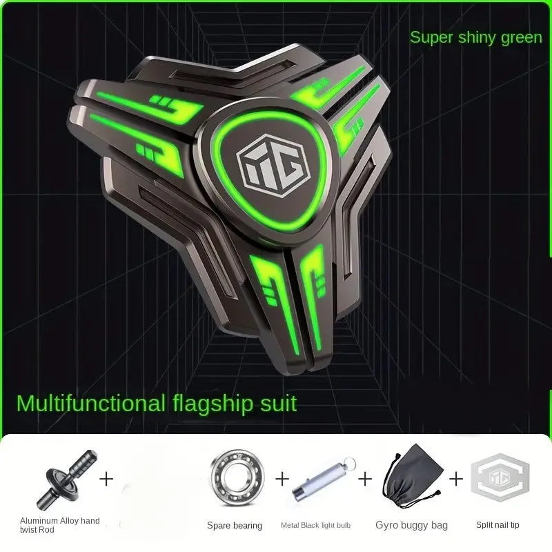 Finger Spinner Toy Anxiety Relief High Speed Metal Gyro Hand Spinner with Smooth Bearings Durable Alloy Light Up Office Desk Toy