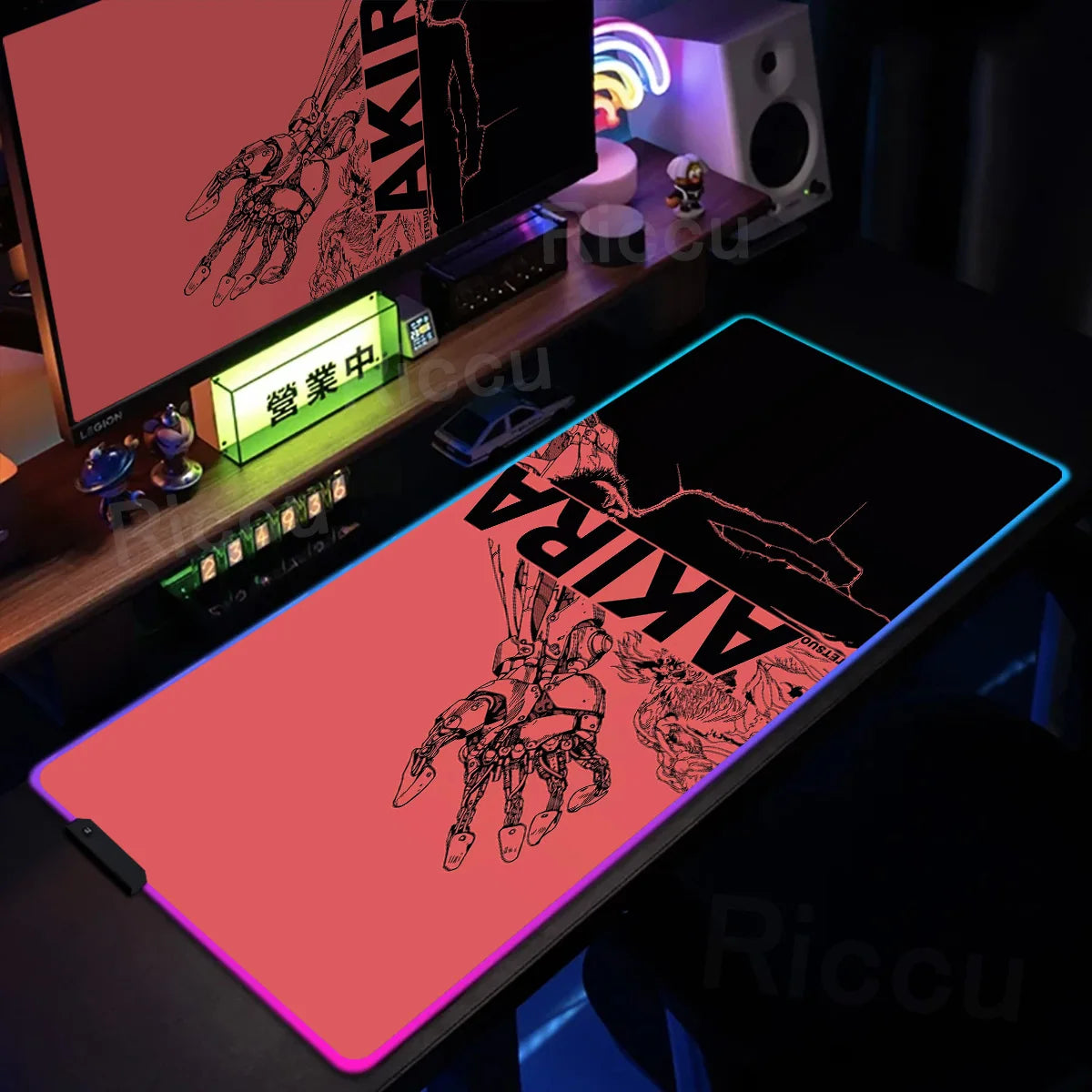 RGB Gaming Mouse Pad Anime AKIRA Keyboard Mousepad Large Computer LED Backlit Deskmat Xxl Gamer Decoracion Lock Edge Thicken Rug