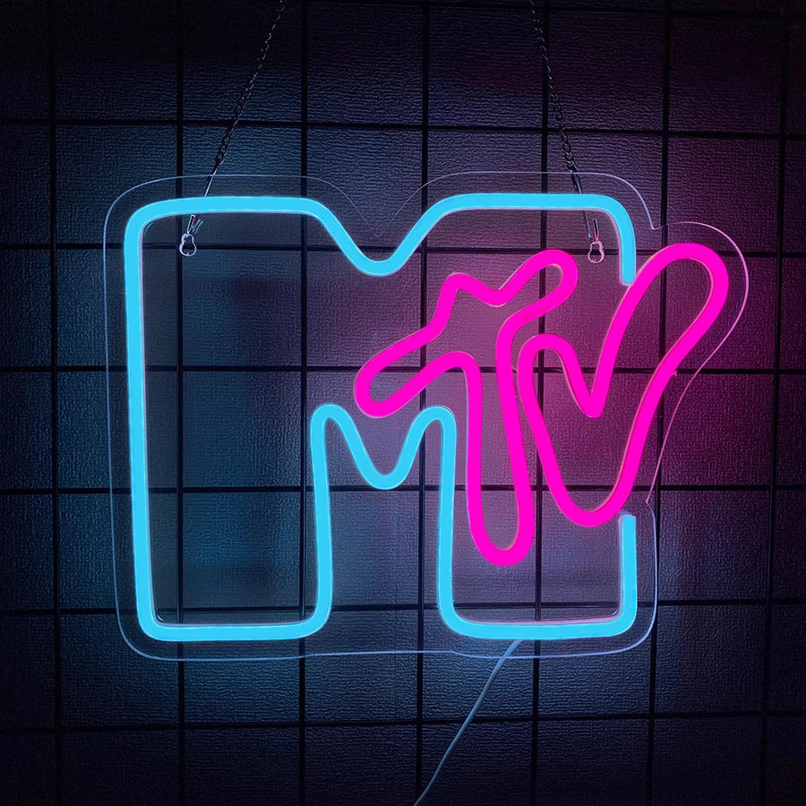 Music Led Neon Sign, Music Tv Letter Icon, Used For Bedroom, Music Studio, Recording Studio, Radio Station, Beer Bar Art Decor.
