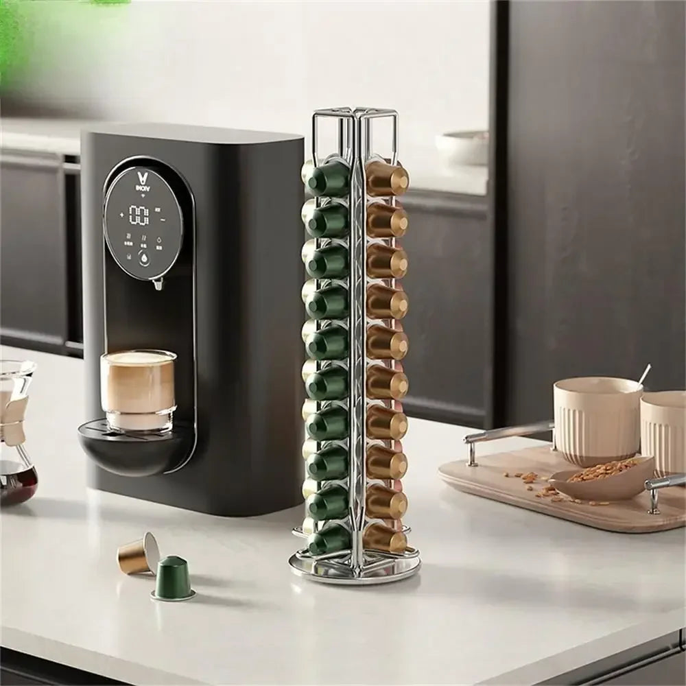 40PCS Nespresso Capsule Pod Holder Stand Rack Display Coffee Capsules Plating Black Metal Holders Rotatable Racks High Quality